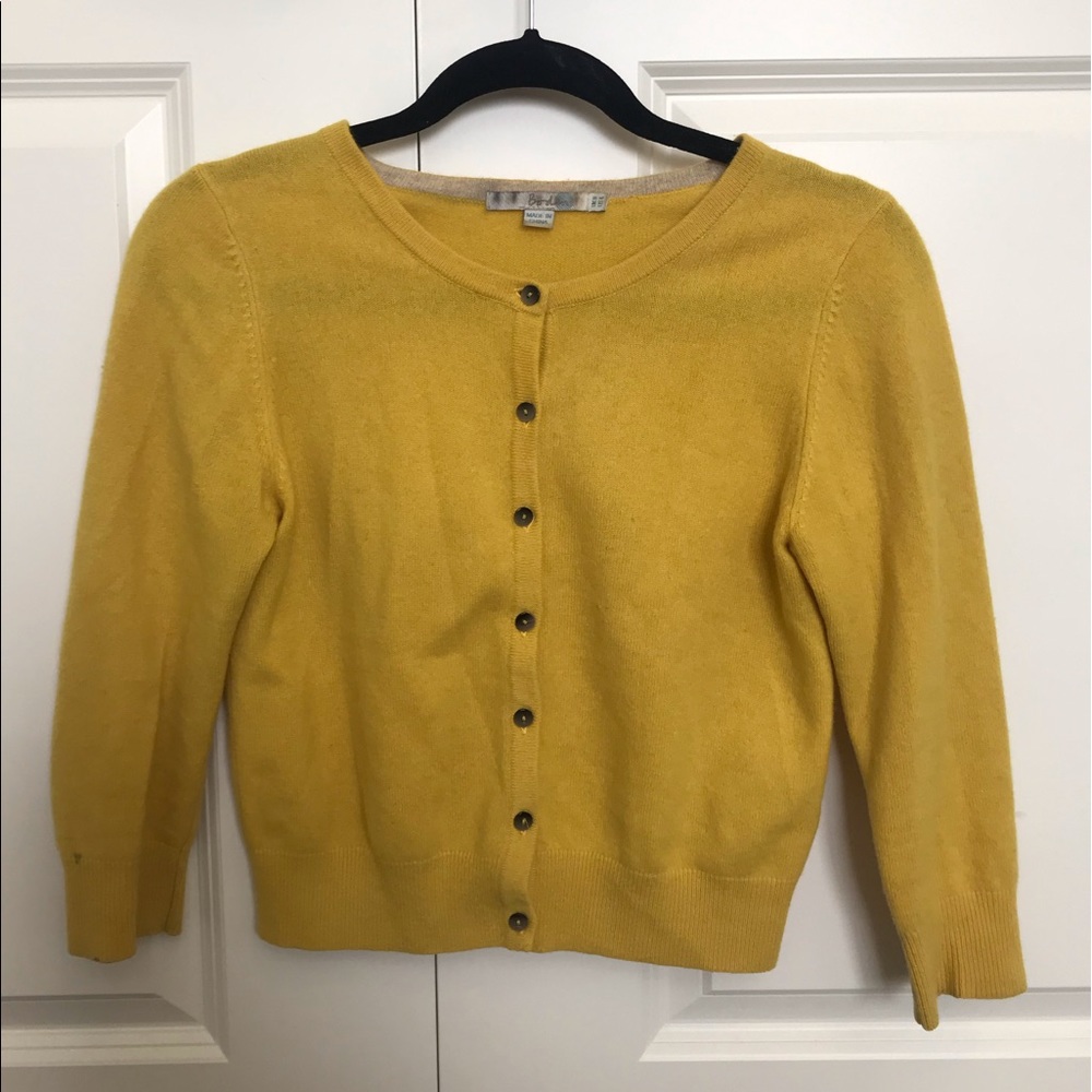 Yellow cashmere cardigan from Boden
